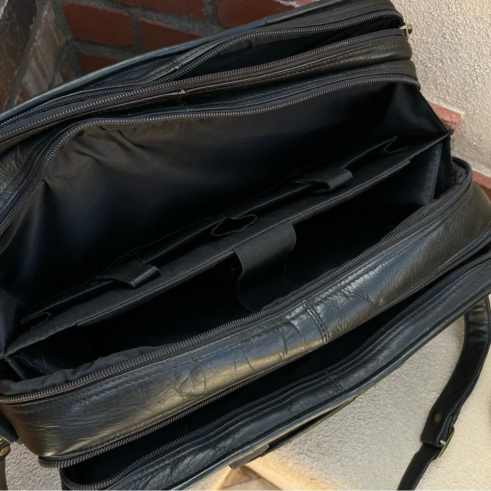 Claire Chase 💼 Genuine Leather JUMBO EXECUTIVE BRIEFCASE in Black